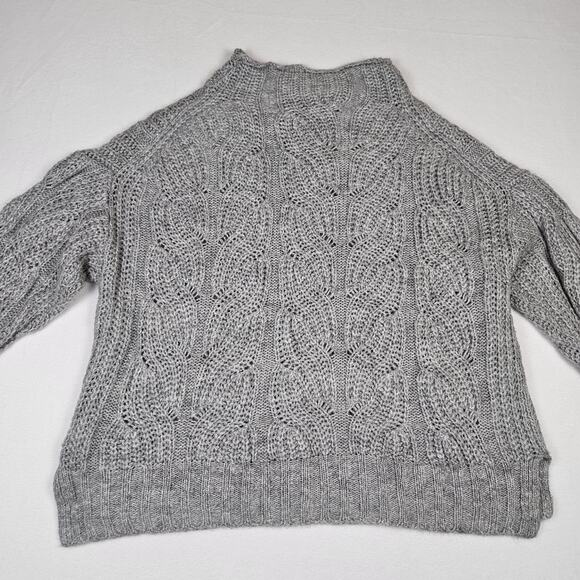 J.Crew Alpaca Blend Womens Pointelle Cable Knit Sweater AF007 Cottage Gray XL - Picture 14 of 16